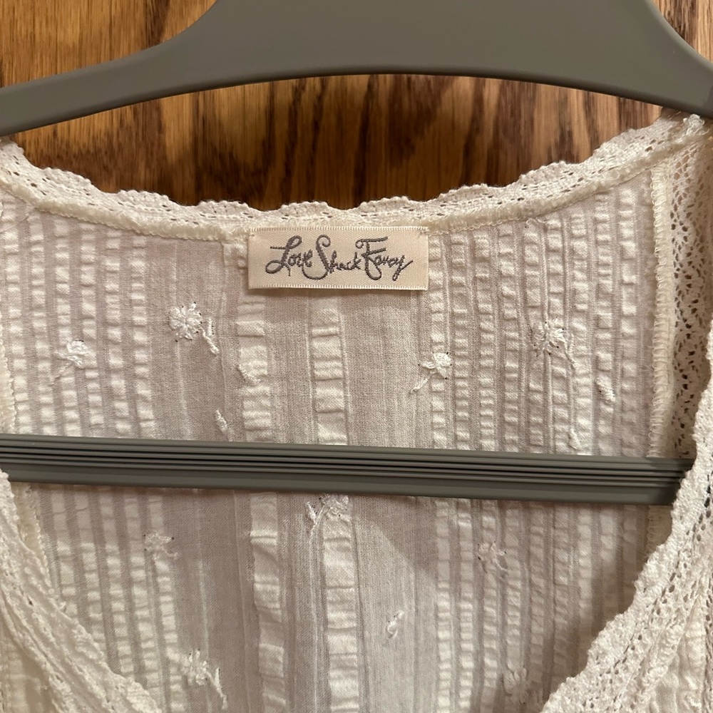 LoveShackFancy Romantic Ruffled offwhite Midi Dress sz 2/4 - Picture 2 of 11